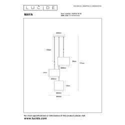 Suspension Maya noire E27 3 x 40 W LUCIDE