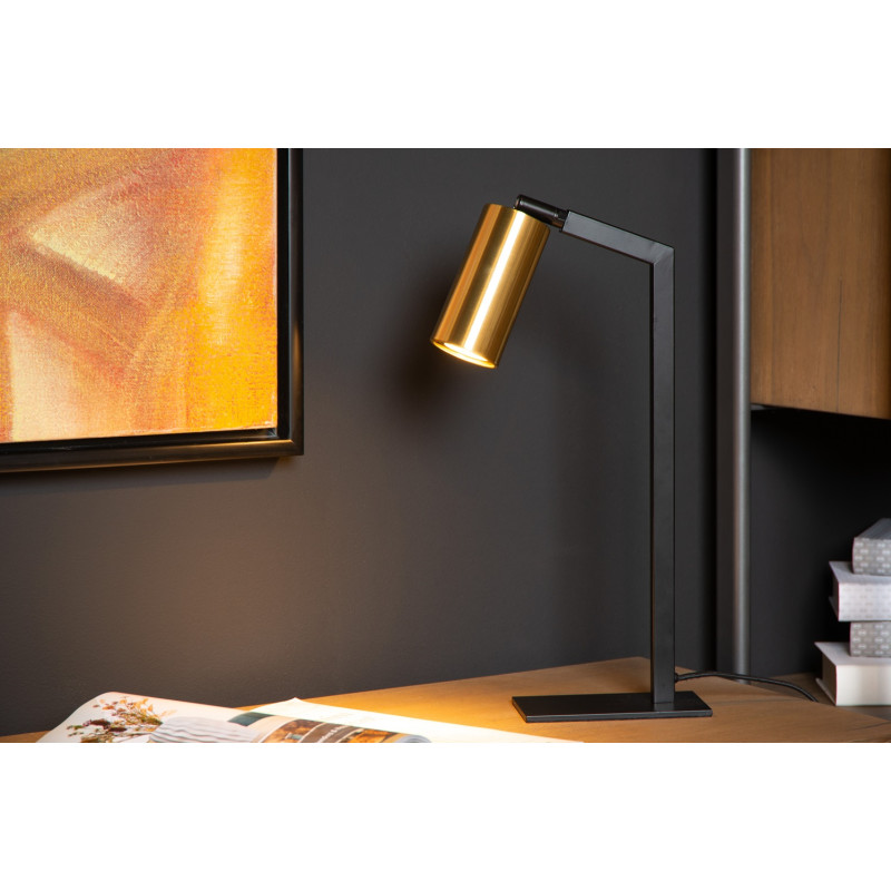 Lampe de bureau Sybil noire et or GU10 35 W LUCIDE