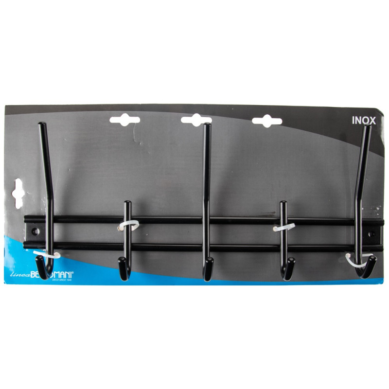 Porte-manteau en acier inoxydable à 5 têtes noir LINEA BERTOMANI Porte-manteau en acier inoxydable à 5 têtes noir LINEA BERTOMANI