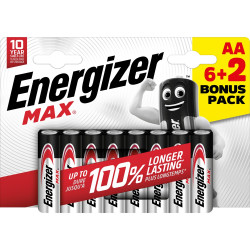 Pile Alcaline AA Energizer Max 8 Piles – 2 Gratuites | ENERGIZER