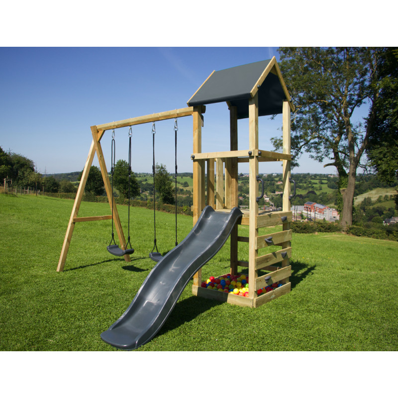 Portique en bois Lina anthracite - Tour de jeux pour enfants | BNB WOOD