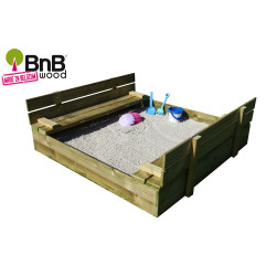 Bac à sable convertible 120x120cm – Jeu & Protection
