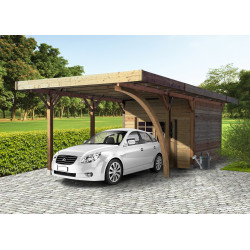 Carport combiné SOLID 4x7m - Abri voiture bois durable | SOLID