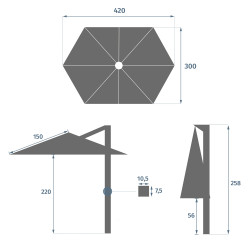 Parasol déporté Tikeo Platine 3x4,2m Inclinable | HESPERIDE Parasol déporté Tikeo Platine 3x4,2m Inclinable | HESPERIDE