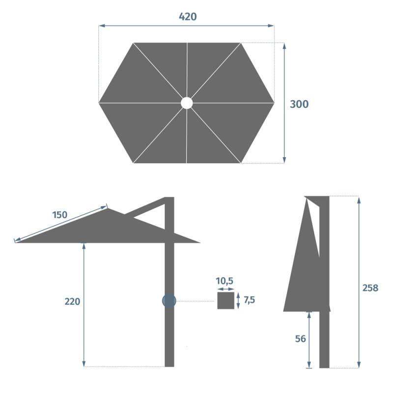 Parasol déporté Tikeo Platine 3x4,2m Inclinable | HESPERIDE Parasol déporté Tikeo Platine 3x4,2m Inclinable | HESPERIDE