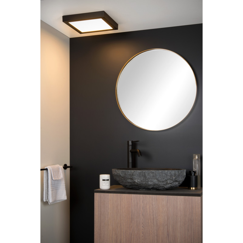 Plafonnier LED pour salle de bain Brice carré noir 2200 lm 30 W LUCIDE