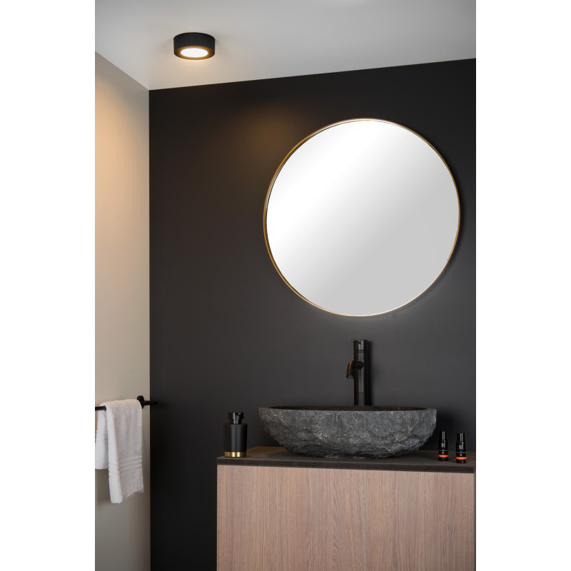 Plafonnier LED pour salle de bain Brice rond noir 430 lm 8 W LUCIDE