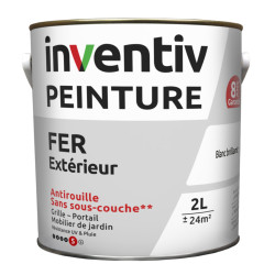 Peinture extérieure Fer 8 ans blanc brillant 2L – Haute résistance | INVENTIV