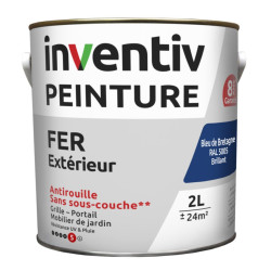 Peinture extérieure Fer 8 ans bleu de Bretagne brillant 2 L INVENTIV