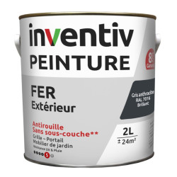 Peinture extérieure Fer 8 ans gris anthracite brillant 2 L INVENTIV