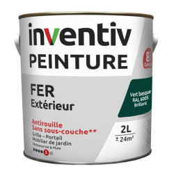 Peinture extérieure Fer 8 ans vert basque brillant 2 L INVENTIV