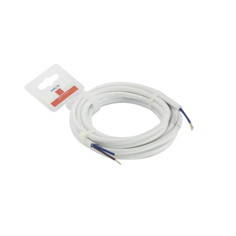 Câble textile HO3VV-F 2 x 0,75 mm² blanc 5 m CHACON
