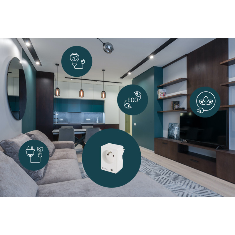 Prise connectée Wi-Fi avec compteur de consommation 16 A 3680 W CHACON Prise connectée Wi-Fi avec compteur de consommation 16 A 3680 W CHACON