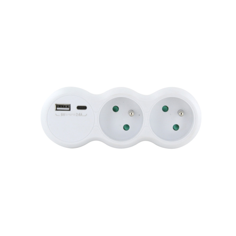 Domino 2 X 16 A et USB-A USB-C blanc CHACON Domino 2 X 16 A et USB-A USB-C blanc CHACON