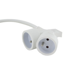 Allonge électrique à double tête blanche 3 x 1,5 mm² 3 m CHACON Allonge électrique à double tête blanche 3 x 1,5 mm² 3 m CHACON