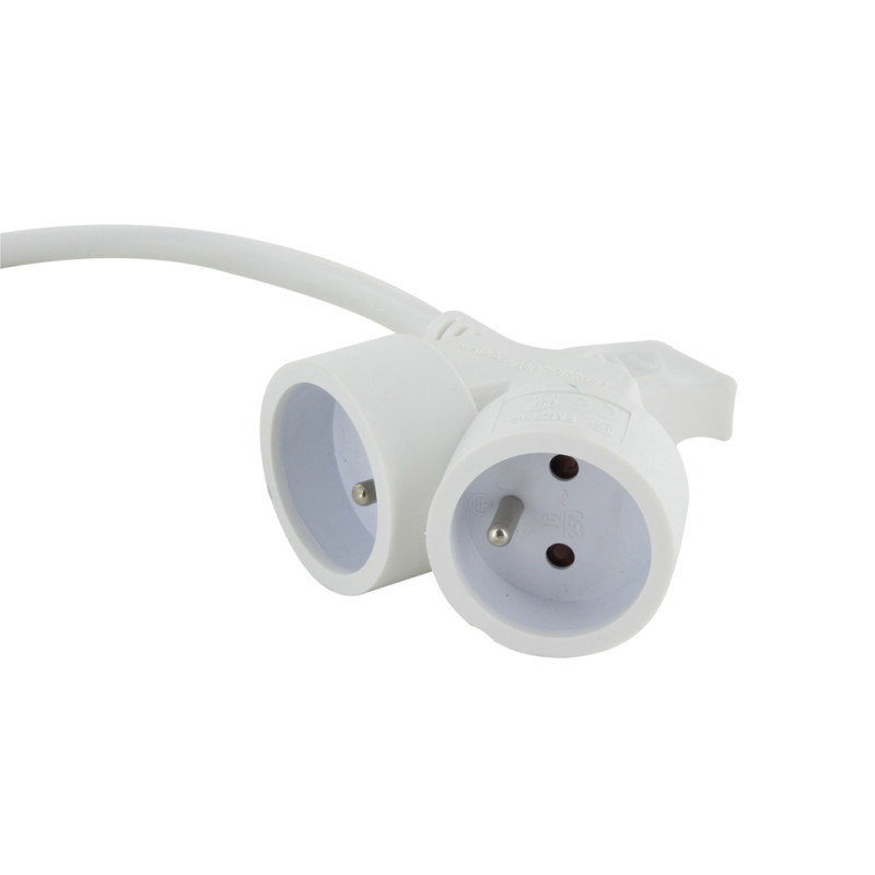 Allonge électrique à double tête blanche 3 x 1,5 mm² 3 m CHACON Allonge électrique à double tête blanche 3 x 1,5 mm² 3 m CHACON