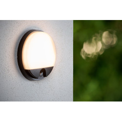 Applique extérieure LED Hups noire ronde avec détecteur | LUCIDE Applique extérieure LED Hups noire ronde avec détecteur | LUCIDE