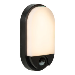 Applique extérieure LED Hups noire ovale avec détecteur | LUCIDE