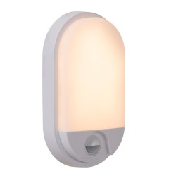 Applique Extérieure LED Hups Blanche Ovale avec Détecteur | LUCIDE