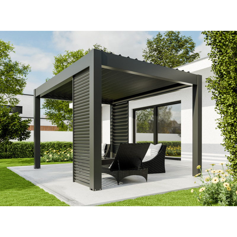 Pergola Bioclimatique Capri en aluminium avec LED intégré anthracite 4 x 3 x 2