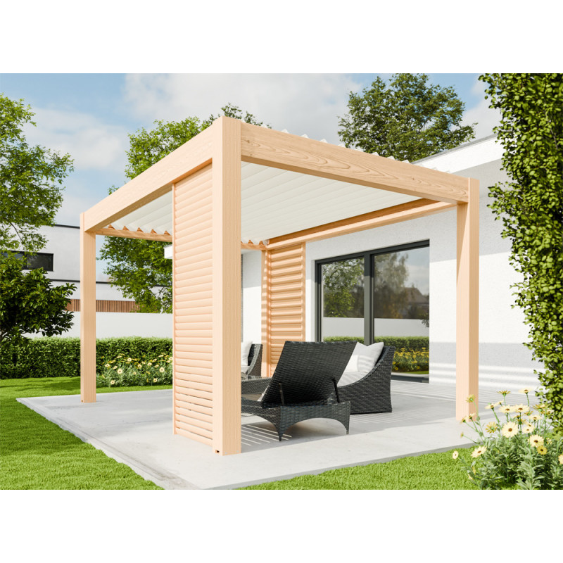 Pergola Bioclimatique Capri en aluminium avec LED intégré chêne 4 x 3 x 2