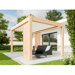 Pergola Bioclimatique Capri en aluminium avec LED intégré chêne 4 x 4 x 2