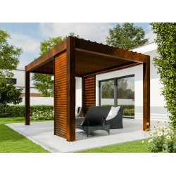 Pergola Bioclimatique Capri en aluminium avec LED intégré effet rouillé 6 x 4 x 2