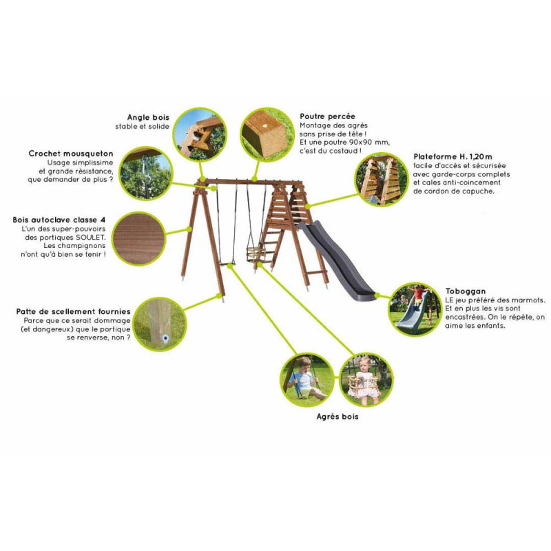 Portique en bois Prune - Tour de jeux pour enfants | SOULET