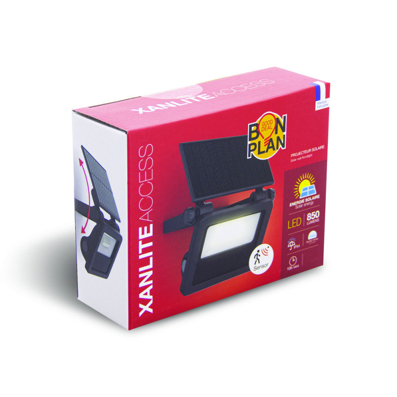 Projecteur LED Solaire XANLITE Noir 850lm Détecteur Mouvement | XANLITE