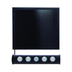 Lanterne Solaire Nomade Noire En Verre Ciselé Et Métal - Éclairage Ambiance LED 3000K - IP44 - 26 Cm