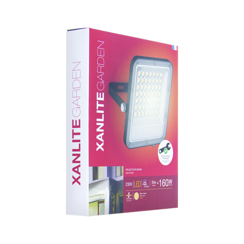 Projecteur LED Extérieur XANLITE Noir 30W Blanc Chaud 2700lm | XANLITE Projecteur LED Extérieur XANLITE Noir 30W Blanc Chaud 2700lm | XANLITE