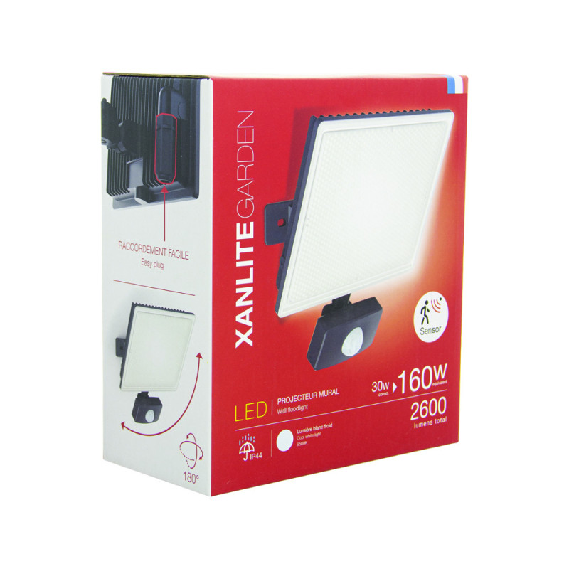 Projecteur LED Extérieur XANLITE Détecteur Mouvement 2600lm | XANLITE Projecteur LED Extérieur XANLITE Détecteur Mouvement 2600lm | XANLITE
