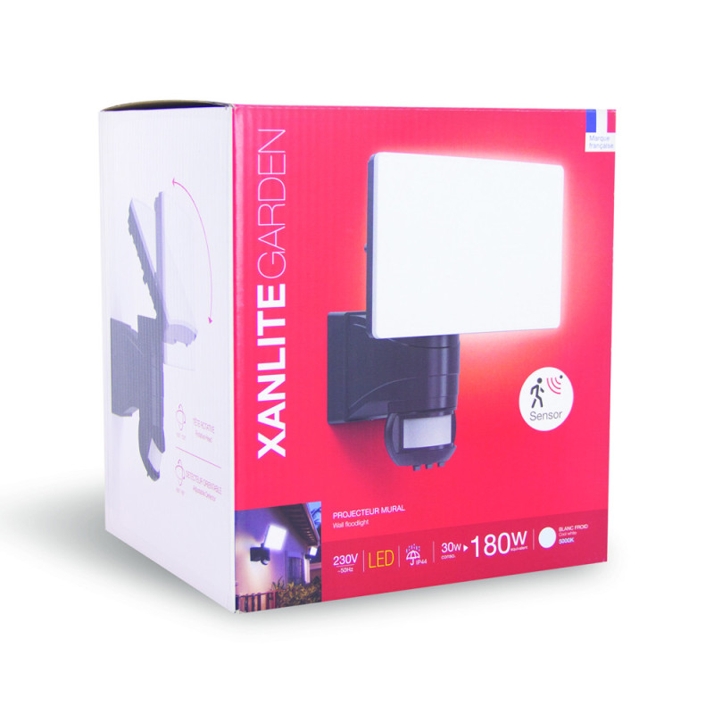 Projecteur LED Extérieur XANLITE 30W Détecteur Mouvement | XANLITE