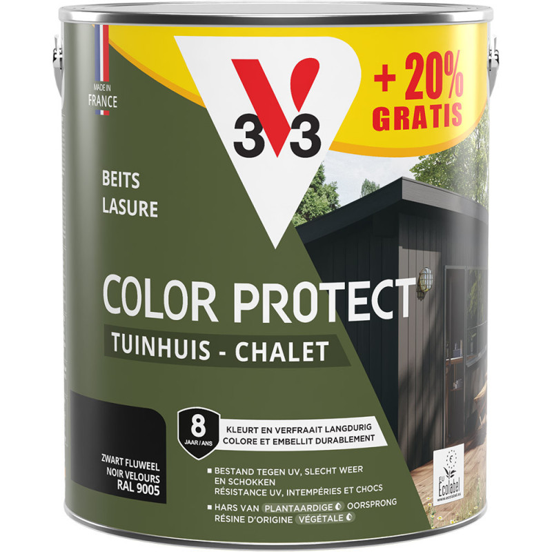 Lasure Chalet Noir V33 Color Protect – 2,5 L + 0,5 L gratuit | V33
