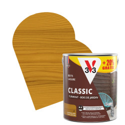 Lasure Bois Jardin Classic Brun Clair V33 3L Gratuit | V33