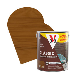Lasure Bois Jardin Classic Brun Foncé V33 2.5L+0.5L Gratuit | V33