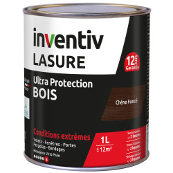 Lasure pour bois Ultra Protection chêne foncé 1 L INVENTIV