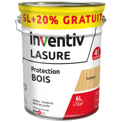 Lasure pour bois Protection incolore 5 L + 1 L gratuit INVENTIV
