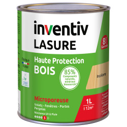Lasure pour bois Haute Protection Bio incolore 1 L INVENTIV