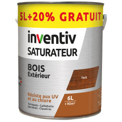 Saturateur pour bois extérieur teck 5 L + 1 L gratuit INVENTIV
