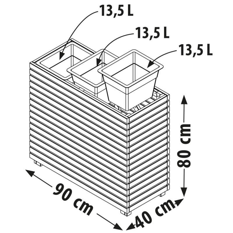 Bac à fleurs Horizon 3 pots 90 x 39 Bac à fleurs Horizon 3 pots 90 x 39