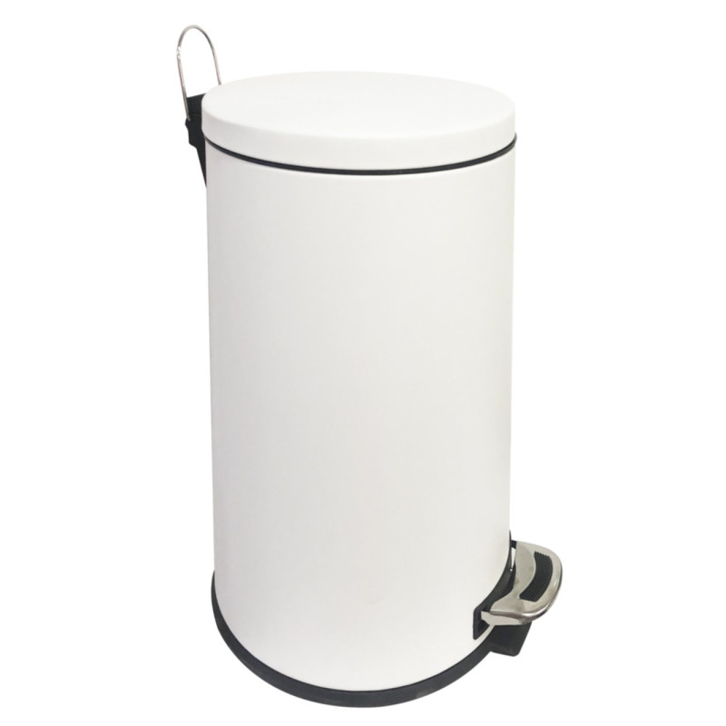 Poubelle à Pédale Rubbermaid 30 L - Acier, Couvercle étanche, Intérieur Galvanisé, Blanc