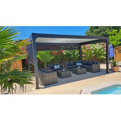 Pergola Bioclimatique Pianela Aluminium Noir Sable LED 5x3m | GREEN OUTSIDE Pergola Bioclimatique Pianela Aluminium Noir Sable LED 5x3m | GREEN OUTSIDE