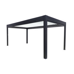Pergola Bioclimatique Pianela Bi-zone Aluminium Noir Sable LED | GREEN OUTSIDE