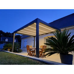 Pergola Bioclimatique Pianela Gris Sable 4x3m avec LED | GREEN OUTSIDE Pergola Bioclimatique Pianela Gris Sable 4x3m avec LED | GREEN OUTSIDE