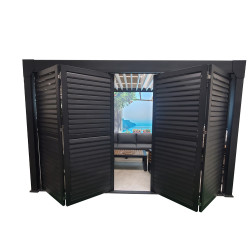 Panneau brise-vue ouvrant Pianela Noir Sable Pergola Bioclimatique | GREEN OUTSIDE