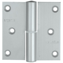 Paumelle gauche en aluminium argentée 80 x 80 mm 3 pièces TEKNIBOX