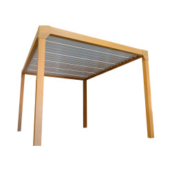 Pergola Bioclimatique Solyola Aluminium Bois LED Solaire 4x3m | GREEN OUTSIDE