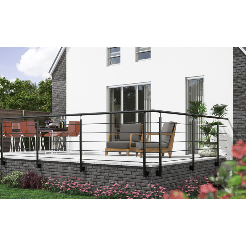 Kit garde-corps Clean noir 150cm – Fixation sol | SOGEM Kit garde-corps Clean noir 150cm – Fixation sol | SOGEM