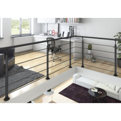 Kit garde-corps Clean Black noir 150cm – Fixation sol | SOGEM